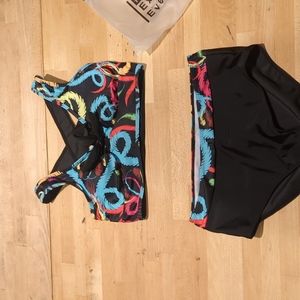 Women's black high waist bikini medium